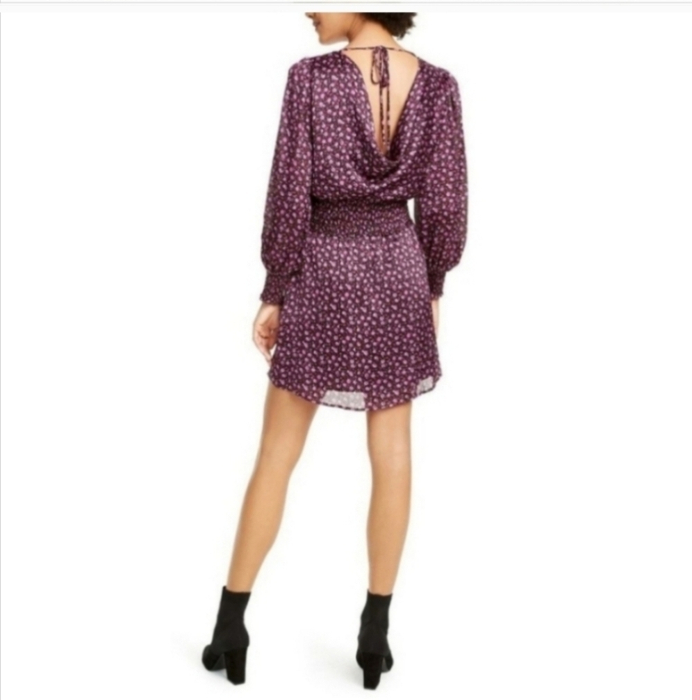 Leyden Floral Smocked Mini Dress nwt draped back long sleeve Nwt New Sexy Party